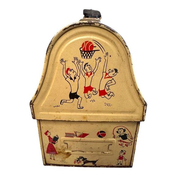 1950 American Thermos Bottle Co School Days Junior High Band Metal Lunchbox READ - Picture 6 of 14